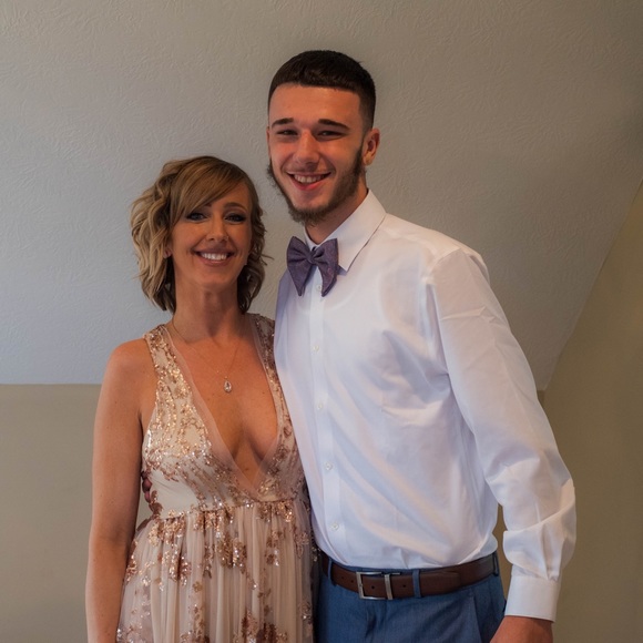 Boho style sequin dress, size small, rose gold and cream - Picture 6 of 6